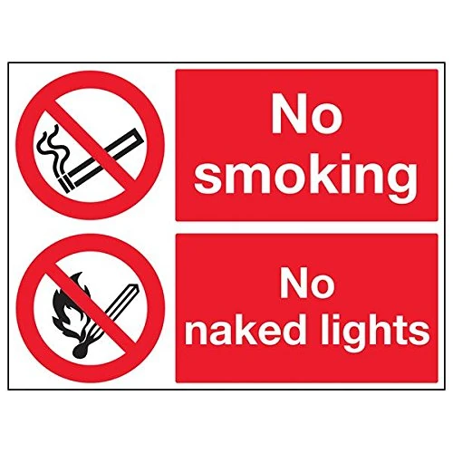 V Safety 69033BR-R'No Smoking, No Naked Light' Sign, Landscape, 600 mm x 450 mm (Pack of 3)
