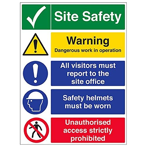 Vsafety 6C021BV-R'Multi Hazard Site Safety/Safety Helmets' Sign, 600 mm x 800 mm (Pack of 3)