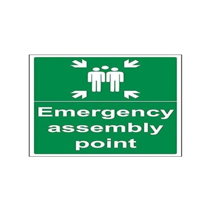 Vsafety 17016BH-G'Emergency Assembly Point' Sign, Portrait, 400 mm x 600 mm (Pack of 3) - Image 1
