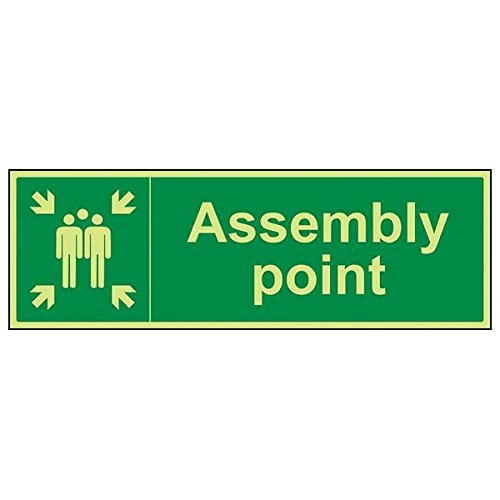 V Safety 17037BP-G'Assembly Point' Sign, Landscape, 600 mm x 200 mm (Pack of 3)