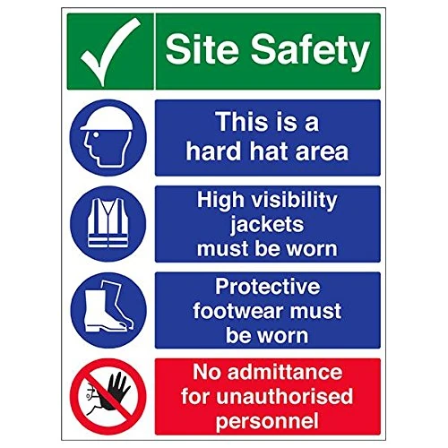 Vsafety 6C023BV-R'Multi Hazard Site Safety/No Admittance' Sign, 600 mm x 800 mm (Pack of 3)