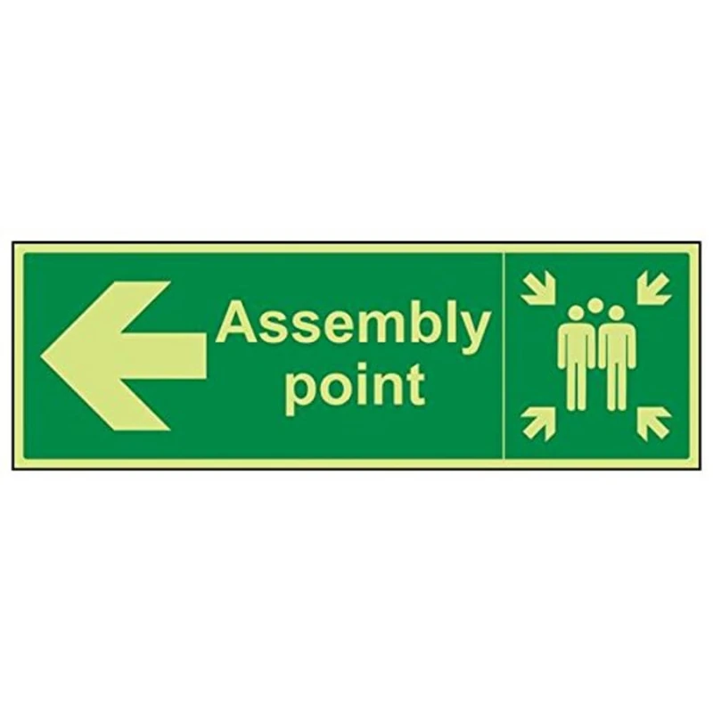 V Safety 17033BP-G'Assembly Point Arrow Left' Sign, Landscape, 600 mm x 200 mm (Pack of 3)
