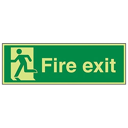 V Safety 14010BP-G'Final Fire Exit Man Left' Sign, Landscape, 600 mm x 200 mm (Pack of 3)