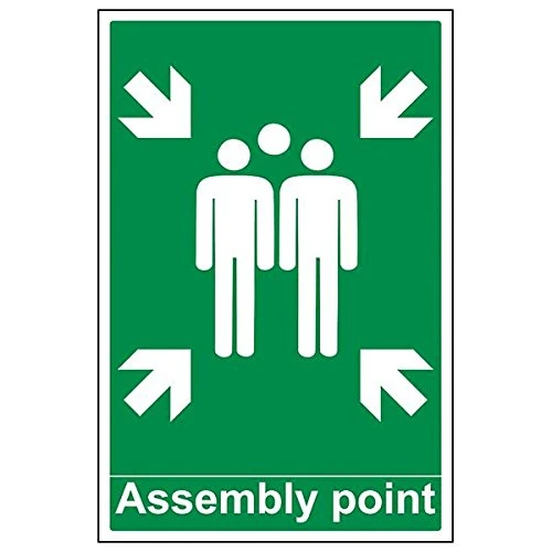 V Safety 17018BH-R'Assembly Point With Family' Sign, Portrait, 400 mm x 600 mm (Pack of 3)