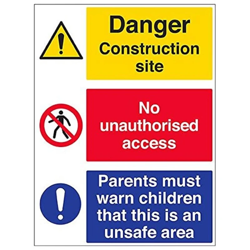 Vsafety 6C020BV-R "Multi Hazard Site Safety/Parents Warn…" Sign, 600 mm x 800 mm (Pack of 3)
