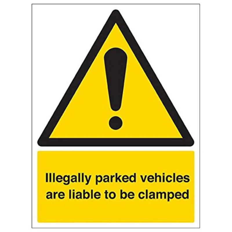 Vsafety 6E016BC-R'Illegally Parked Vehicles Liable Clamped' Sign, 300 mm x 400 mm (Pack of 3)