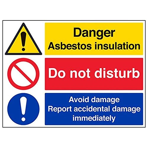 V Safety 6B016BR-R'Asbestos Insulation/Do Not Disturb/Damage' Sign, 600 mm x 450 mm (Pack of 3)