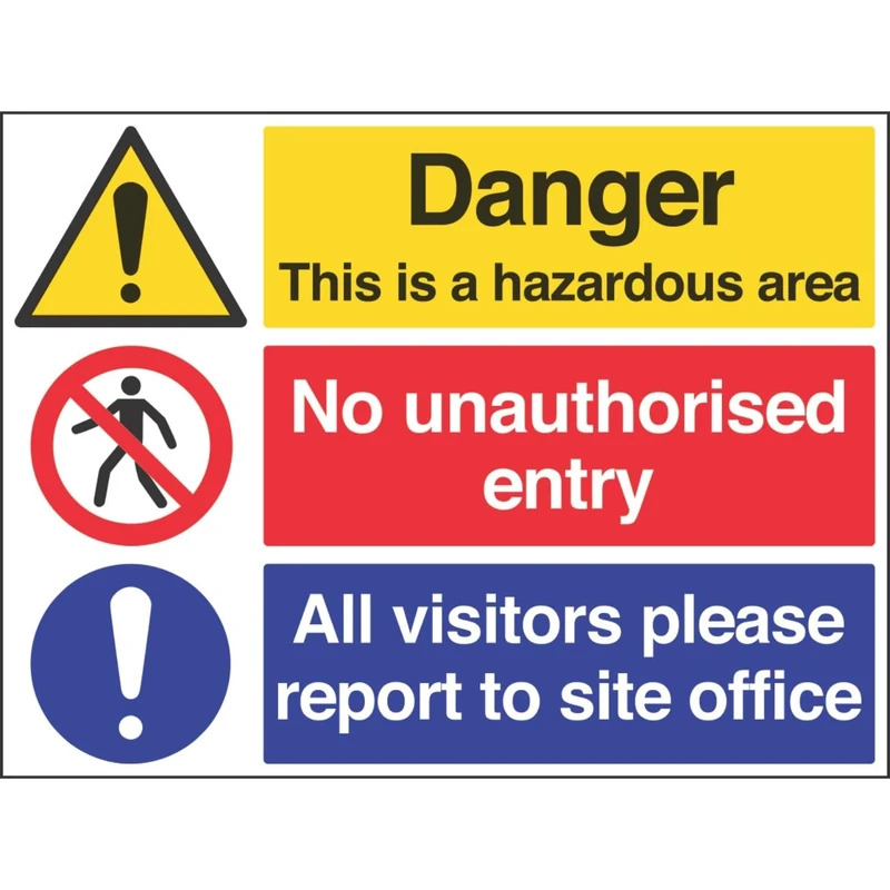 Vsafety 6C024BR-R "Hazardous/No Unauthorised Entry/Report…" Sign, 600 mm x 450 mm (Pack of 3)