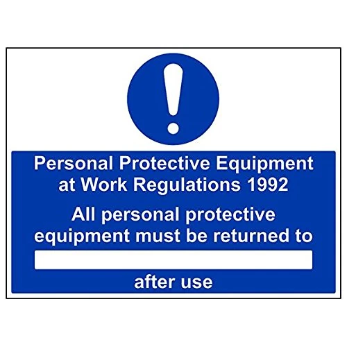 V Safety 41099BR-R "All PPE Must Be Returned To... After Use" Sign, 600 mm x 450 mm (Pack of 3)