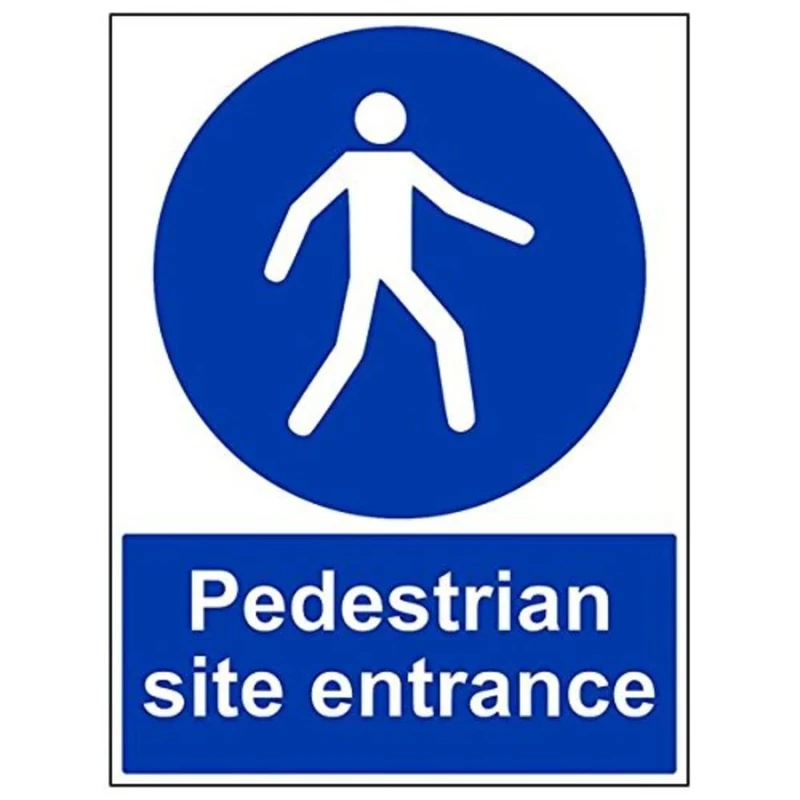 Vsafety 43019BL-R'Pedestrian Site Entrance' Sign, Portrait, 450 mm x 600 mm (Pack of 3)