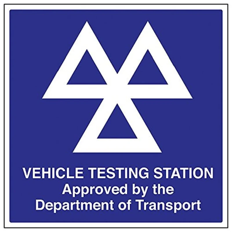 Vsafety 78016BG-R "MOT/ Vehicle Testing Station" Sign, Square, 400 mm x 400 mm (Pack of 3) - Image 1
