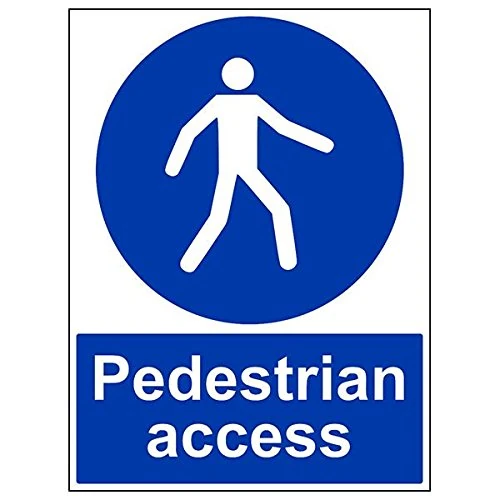 Vsafety 43017BL-R'Pedestrian Access' Sign, Portrait, 450 mm x 600 mm (Pack of 3)