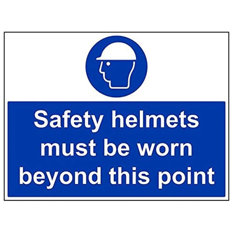 Vsafety 41012BR-R "Safety Helmets Must Be Worn Beyond…" Sign, 600 mm x 450 mm (Pack of 3) - Image 1