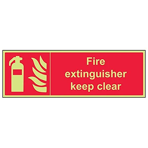 V Safety 13025BP-G'Fire Extinguisher Keep Clear' Sign, Landscape, 600 mm x 200 mm (Pack of 3)