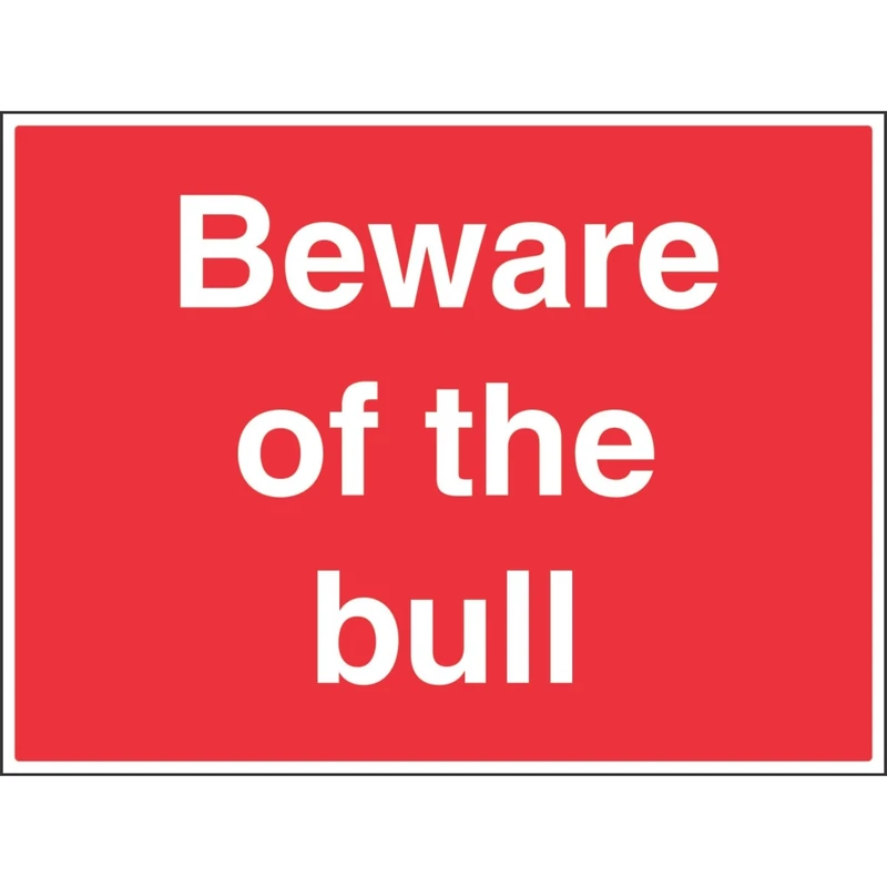 V Safety 76018BR-R'Beware Of The Bull' Sign, Landscape, 600 mm x 450 mm (Pack of 3)