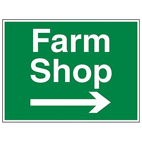 V Safety 76022BR-R'Farm Shop/Arrow Right' Sign, Landscape, 600 mm x 450 mm (Pack of 3)