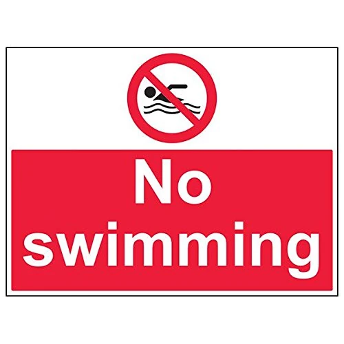V Safety 58016BR-R'No Swimming' Sign, Landscape, 600 mm x 450 mm (Pack of 3)