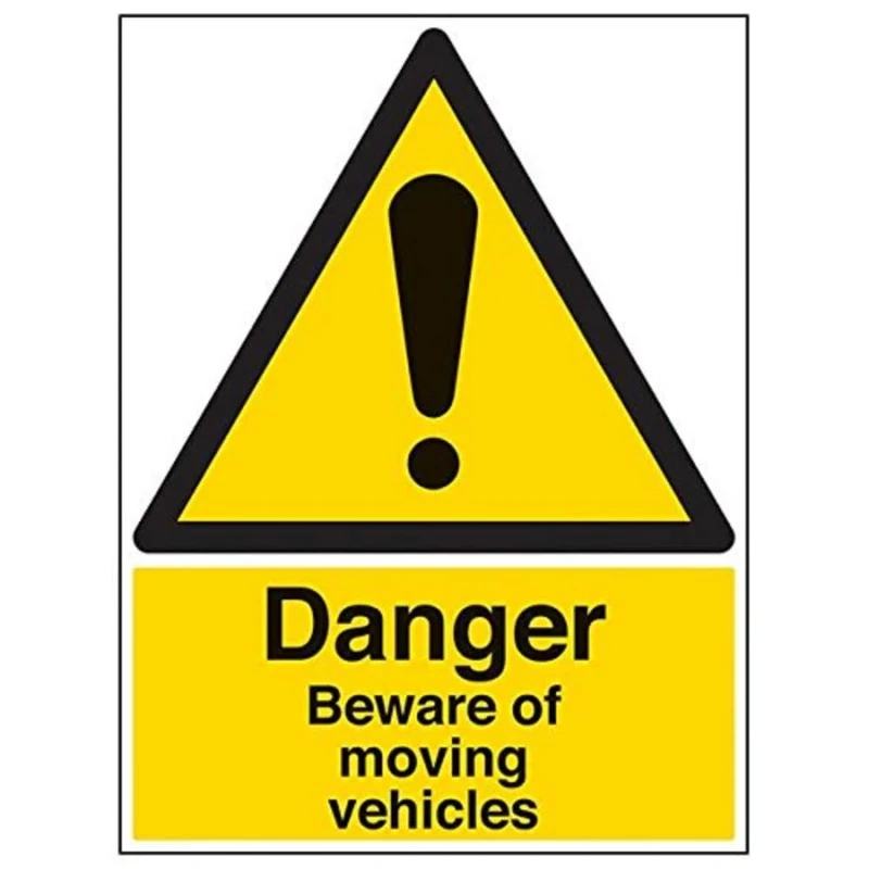 Vsafety 64003BL-R'Danger Beware Of Moving Vehicles' Sign, 450 mm x 600 mm (Pack of 3)