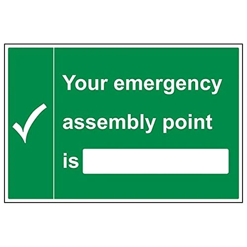 V Safety 17011BQ-R'Your Emergency Assembly Point Is' Sign, 600 mm x 400 mm (Pack of 3)