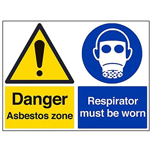 V Safety 6B020BR-R'Danger Asbestos Zone/Respirator Worn' Sign, 600 mm x 450 mm (Pack of 3)