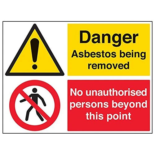 Vsafety 6B014BR-R "Asbestos Being Removed/No Unauthorised…" Sign, 600 mm x 450 mm (Pack of 3)