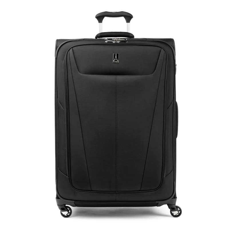 Travelpro Maxlite 5 Softside Expandable Checked Suitcase with 4 Spinner Wheels, Lightweight Suitcase, Men and Women, Black, Checked Large