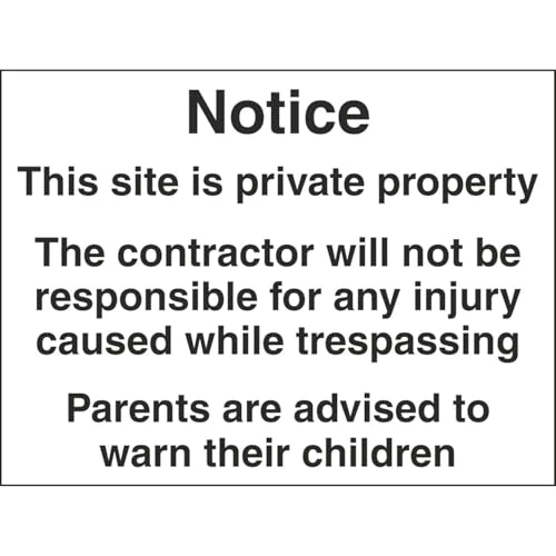 Vsafety 6C030BR-R'Contractor Will Not Be Responsible' Sign, 600 mm x 450 mm (Pack of 3)