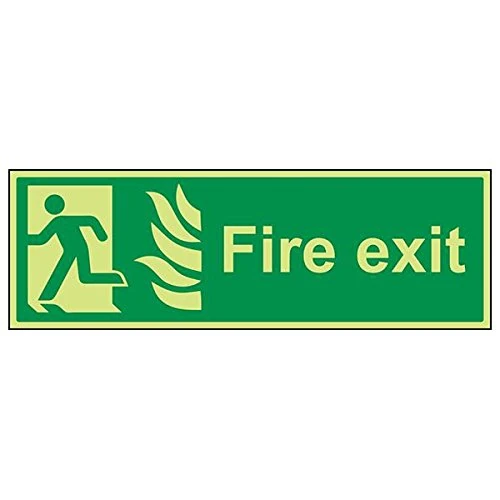 V Safety 14029BP-G'NHS Final Fire Exit Man Left' Sign, Landscape, 600 mm x 200 mm (Pack of 3)
