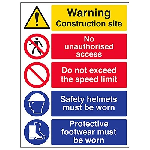 V Safety 6C019BL-R'Multi Hazard Site Safety/Speed Limit' Sign, 450 mm x 600 mm (Pack of 3)