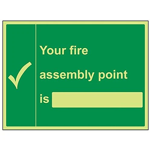 V Safety 17005BF-G'Your Fire Assembly Point Is' Sign, 400 mm x 300 mm (Pack of 3)