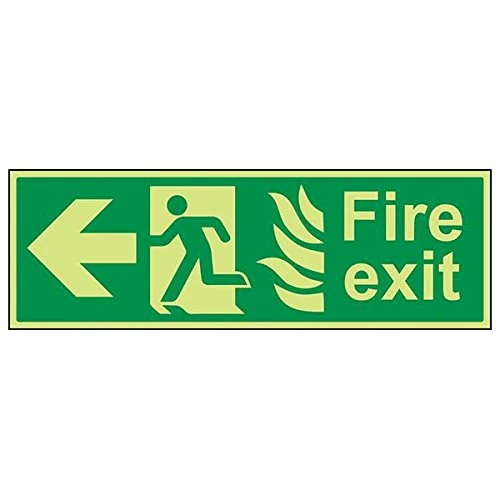 V Safety 14022BP-G'NHS Fire Exit Arrow Left' Sign, Landscape, 600 mm x 200 mm (Pack of 3)