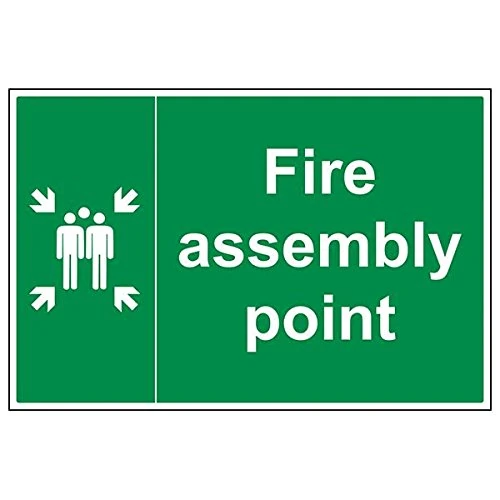Vsafety 17003BQ-R'Fire Assembly Point With Family' Sign, 600 mm x 400 mm (Pack of 3)