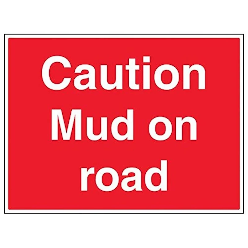 Vsafety 76015BR-R'Caution Mud On Road' Sign, Landscape, 600 mm x 450 mm (Pack of 3)