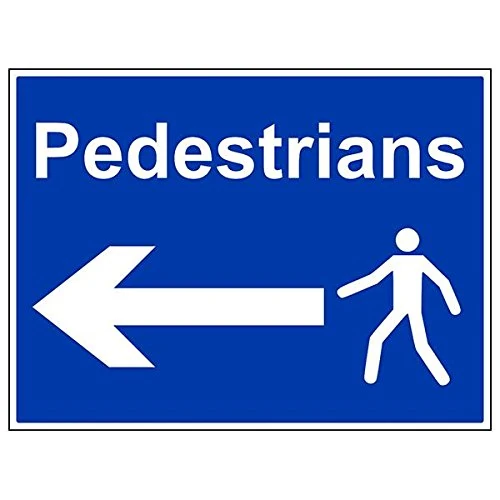 Vsafety 43045BR-R'Pedestrians/Arrow Left' Sign, Landscape, 600 mm x 450 mm (Pack of 3)