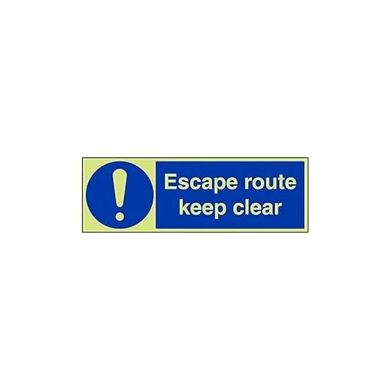 V Safety 18073BP-G'Escape Route Keep Clear' Sign, Landscape, 600 mm x 200 mm (Pack of 3)