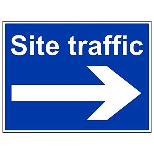 Vsafety 43044BR-R'Site Traffic/Arrow Right' Sign, Landscape, 600 mm x 450 mm (Pack of 3)