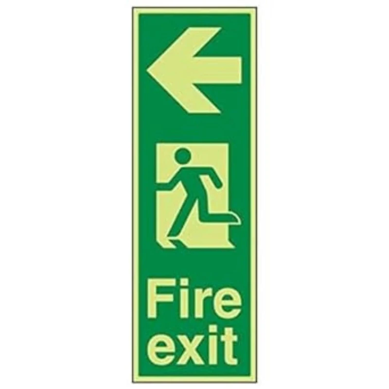 V Safety 14039AV-G'Fire Exit Arrow Left' Sign, Portrait, 200 mm x 600 mm (Pack of 3)
