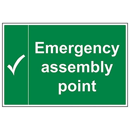 V Safety 17007BQ-R'Emergency Assembly Point With Tick' Sign, 600 mm x 400 mm (Pack of 3)