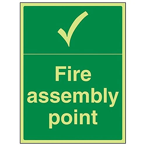 V Safety 17013BC-G'Fire Assembly Point With Tick' Sign, Portrait, 300 mm x 400 mm (Pack of 3)
