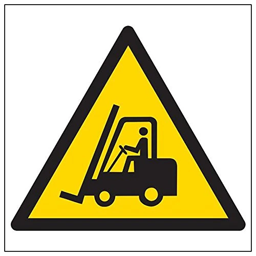 V Safety 61003BG-R'Warning Fork Lifts Logo' Sign, Square, 400 mm x 400 mm (Pack of 3)