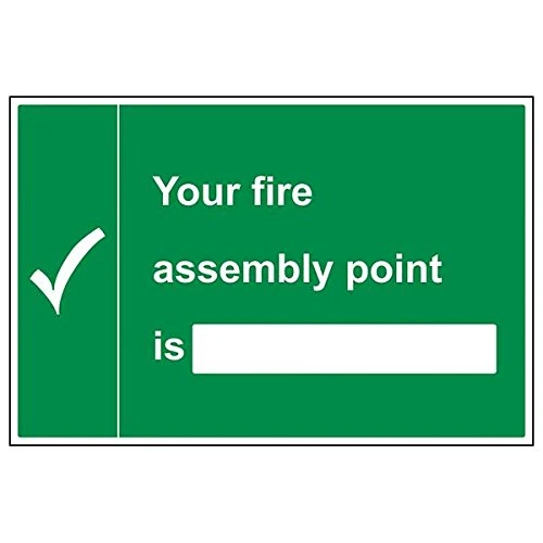 V Safety 17005BQ-R'Your Fire Assembly Point Is' Sign, 600 mm x 400 mm (Pack of 3)