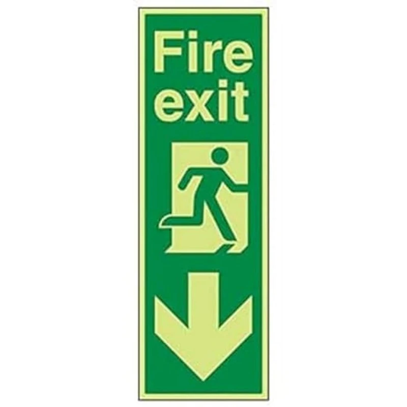 V Safety 14038AV-G'Fire Exit Arrow Down' Sign, Portrait, 200 mm x 600 mm (Pack of 3)