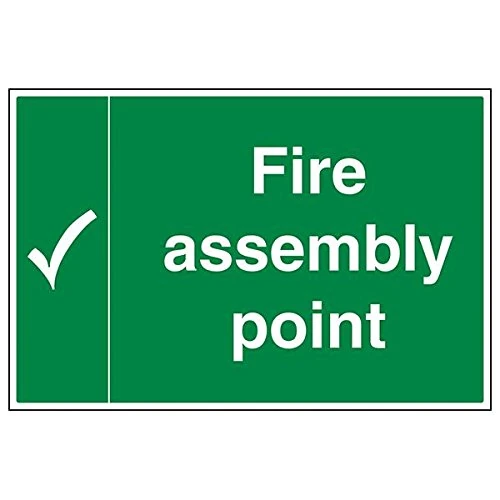 V Safety 17001BQ-R'Fire Assembly Point With Tick' Sign, Landscape, 600 mm x 400 mm (Pack of 3)