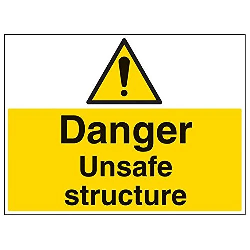 V Safety 67008BR-R'Danger Unsafe Structure' Sign, Landscape, 600 mm x 450 mm (Pack of 3)