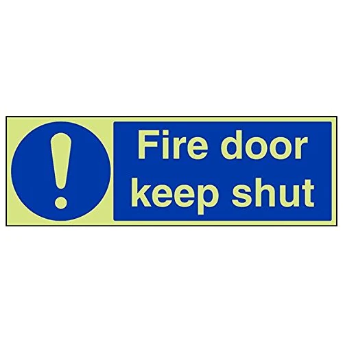 Vsafety 18067BP-G'Fire Door Keep Shut' Sign, Landscape, 600 mm x 200 mm (Pack of 3)