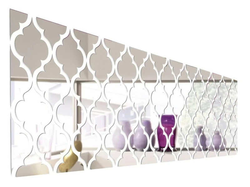 FLEXISTYLE Decorative Mirror Moroccan Clover, Modern Design Decoration, 3 mm Acrylic Mirror from the EU, Living Room, Bedroom, Hallway, Unbreakable, DIY Home Textiles, Silver, Made in the EU - Image 1