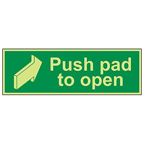 Vsafety 22002BP-G'Push Pad To Open' Sign, Landscape, 600 mm x 200 mm (Pack of 3)