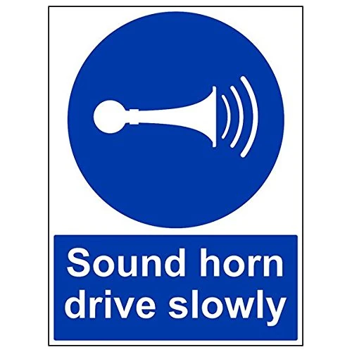 Vsafety 43011BL-R'Sound Your Horn Drive Slowly' Sign, Portrait, 450 mm x 600 mm (Pack of 3)