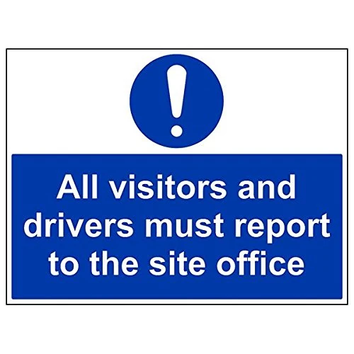 V Safety 43041BR-R'All Visitors/Drivers Report To Site Office' Sign, 600 mm x 450 mm (Pack of 3)