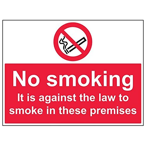 V Safety 57038BR-R'No Smoking/Against The Law' Sign, Landscape, 600 mm x 450 mm (Pack of 3)